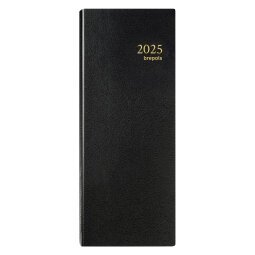 Agenda journalier Brépols Euros / Centimes Long - année 2025 - 13 x 33 cm noir