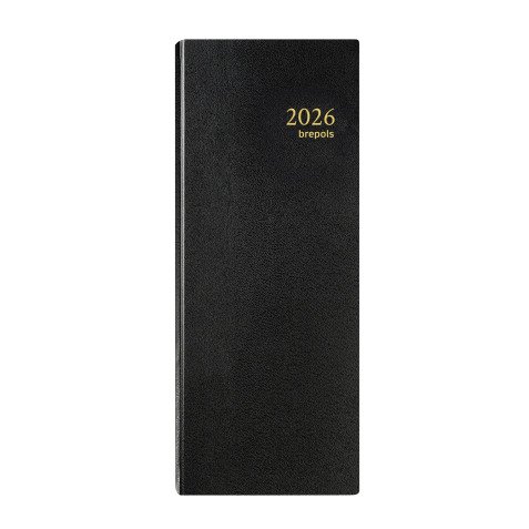 Agenda journalier Brépols Euros / Centimes Long - année 2026 - 13 x 33 cm noir