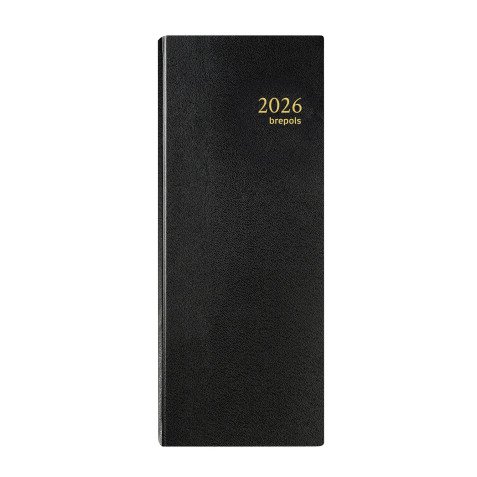 Agenda journalier Brépols Euros / Centimes Long - année 2025 - 13 x 33 cm noir