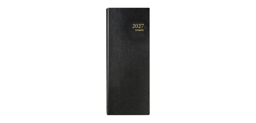 Agenda journalier Brépols Euros / Centimes Long - année 2027 - 13 x 33 cm noir