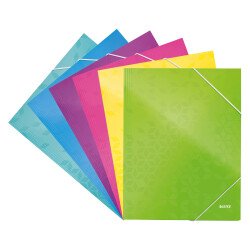 Eckspannmappe mit 3 Klappen und Gummizug Leitz Wow - farbig sortiert - 24 x 31 cm Rücken 2,4 cm