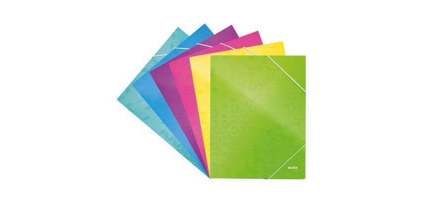 Chemise à élastique 3 rabats carte Wow Leitz 24 x 31 cm dos 2,4 cm couleurs assorties