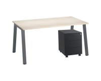 Pack bureau Ecla L 160 x P 80 cm + caisson mobile métal 3 tiroirs