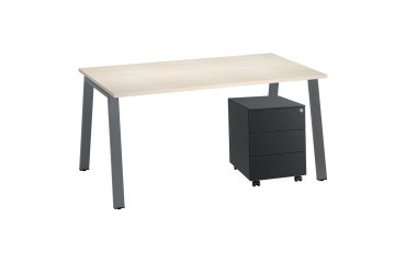 Pack Ecla Escritorio roble claro 160 cm + cajonera metálica 3 cajones