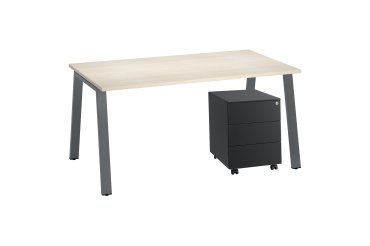 Pack bureau Ecla L 160 x P 80 cm + caisson mobile métal 3 tiroirs