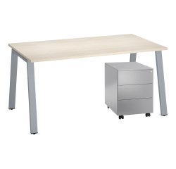 Pack bureau Ecla L 160 x P 80 cm + caisson mobile métal 3 tiroirs