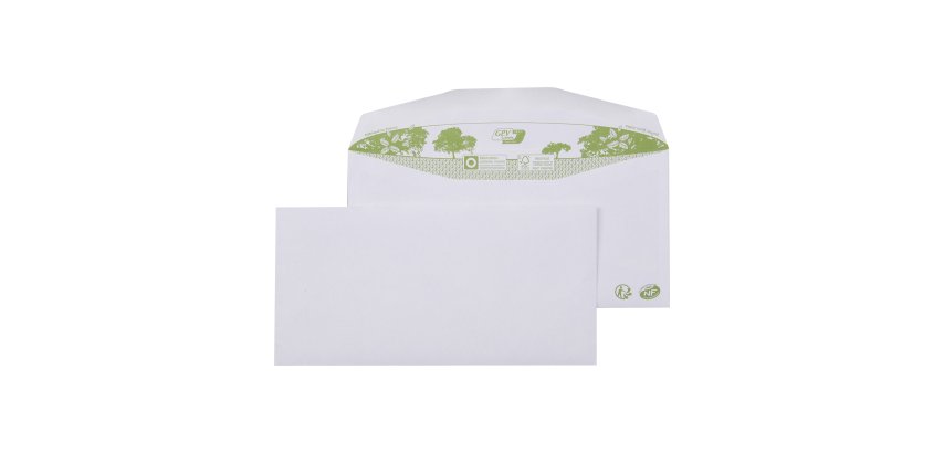 Enveloppe recyclée pour mise sous pli automatique - 114 x 229 mm 80 g - Sans fenêtre - Patte gommée - GPV ERAPURE - Boîte de 1 000