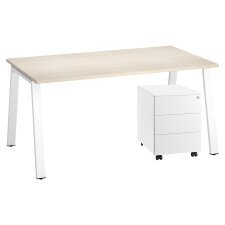 Pack bureau Ecla L 160 x P 80 cm + caisson mobile métal 3 tiroirs