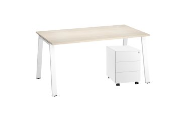 Pack Ecla Escritorio roble claro 160 cm + cajonera metálica 3 cajones