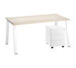 Pack bureau Ecla L 160 x P 80 cm + caisson mobile métal 3 tiroirs