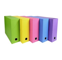 Caja de transferencia de cartón Salsa EXACOMPTA, lomo de 9 cm, colores vivos surtidos
