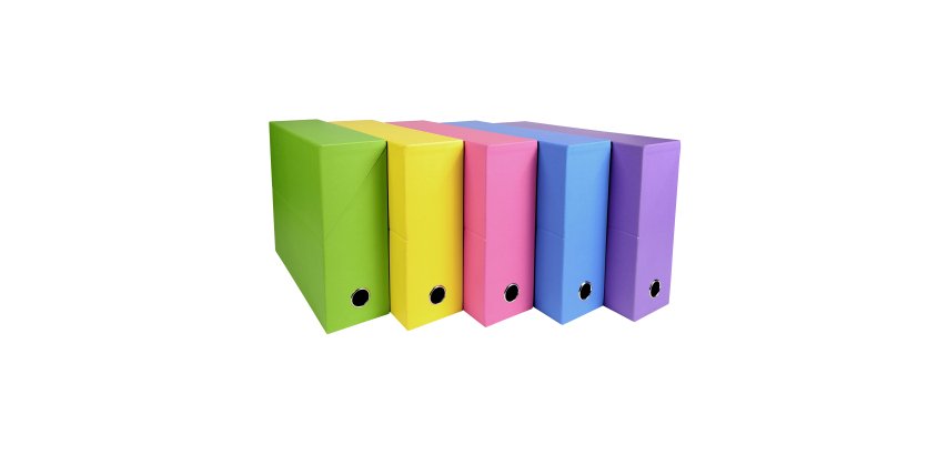 Boîte de classement carton EXACOMPTA Salsa dos 9 cm couleurs vives assorties