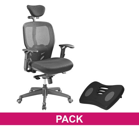 Pack ergonómico Sillón de oficina + Reposapiés