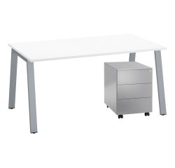 Pack werkpost L 160 x D 80 cm + mobiele ladeblok metaal 3 laden Ecla