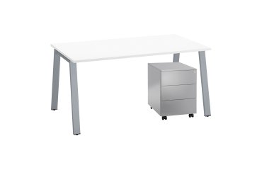Pack bureau Ecla L 160 x P 80 cm + caisson mobile métal 3 tiroirs