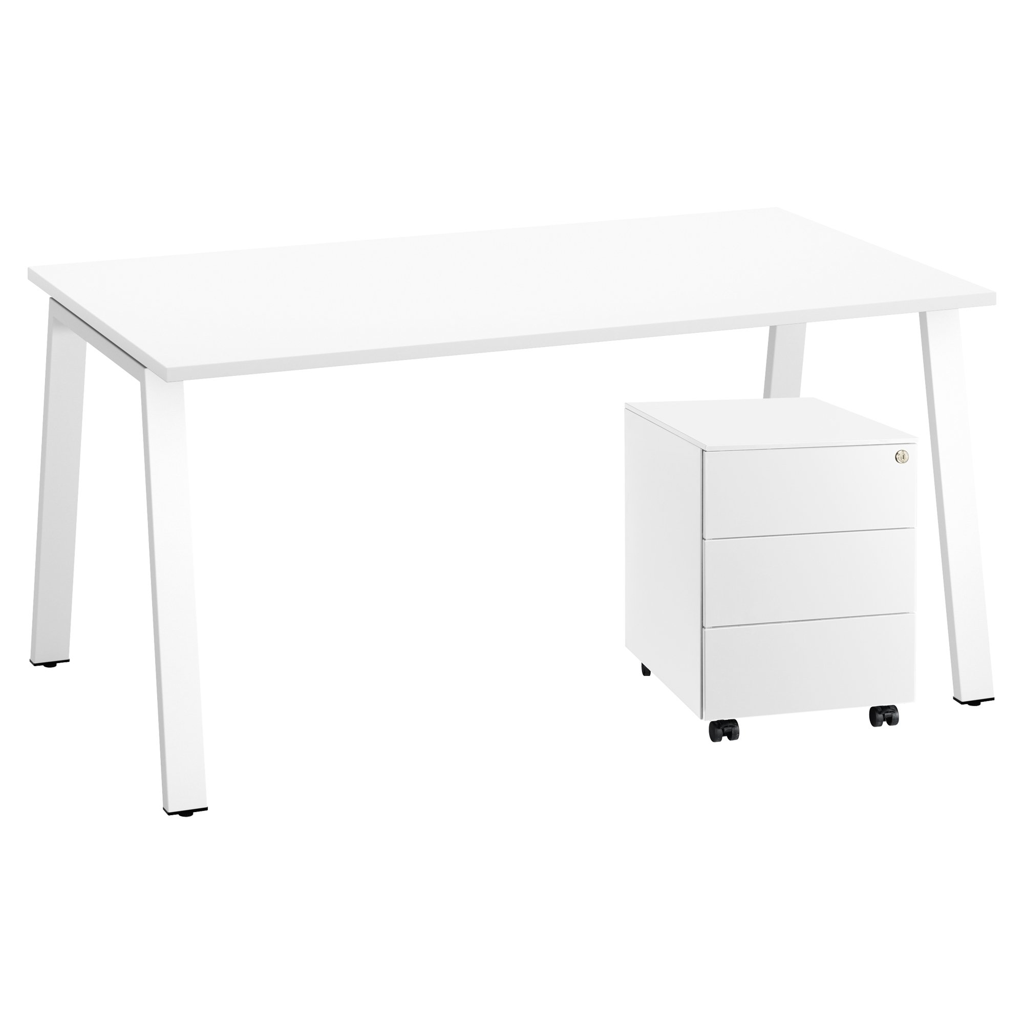 Pack bureau Ecla L 160 x P 80 cm + caisson mobile métal 3 tiroirs