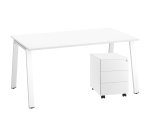 Pack bureau Ecla L 160 x P 80 cm + caisson mobile métal 3 tiroirs