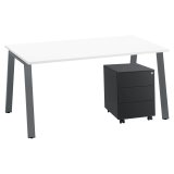 Set scrivania bianco l160 cm in colore antracite + cassettiera antracite