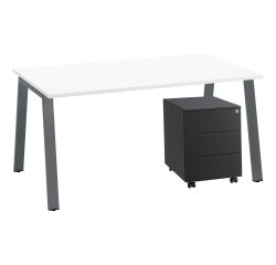 Pack bureau Ecla L 160 x P 80 cm + caisson mobile métal 3 tiroirs