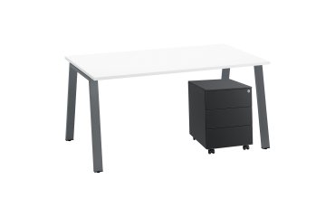 Pack bureau Ecla L 160 x P 80 cm + caisson mobile métal 3 tiroirs