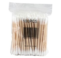 Bastoncillos de madera y algodón - paquete de 100