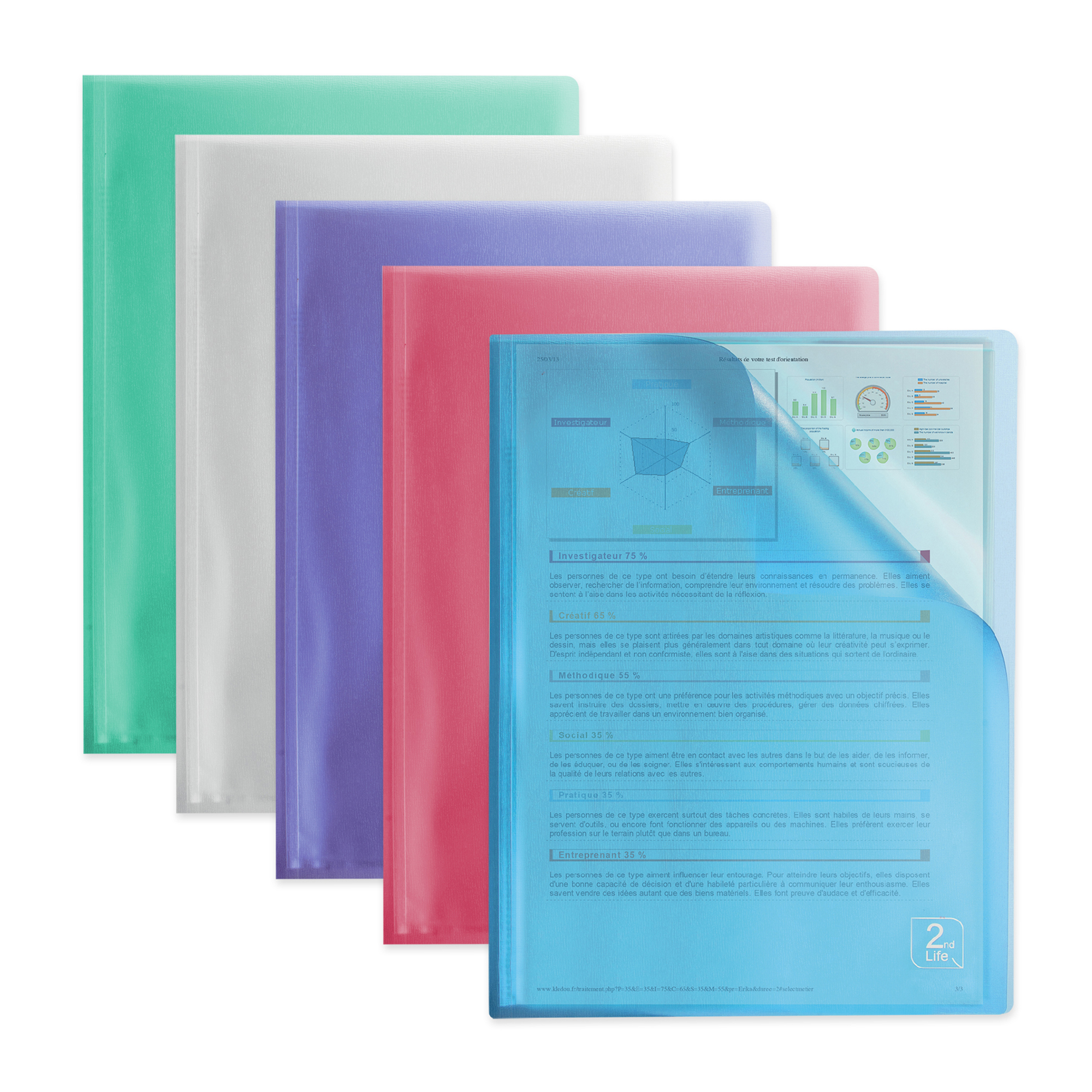 Protège-documents Bee Blue Exacompta polypropylène A4 30 pochettes - 60  vues couleurs assorties sur