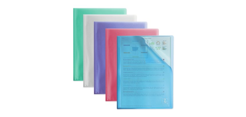 Protège-documents 2ND Life Oxford polypropylène A4 20 pochettes - 40 vues couleurs assorties
