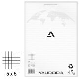 Bloc brouillon Aurora A4 210 x 297 mm - quadrille 5 x 5 - 200 feuilles