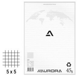 Kladblok Aurora A4 210 x 297 mm - geruit 5 x 5 - 200 vellen