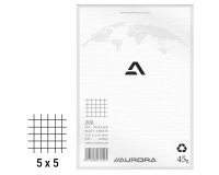 Bloc brouillon Aurora A5 148 x 210 mm - quadrillé 5 x 5 - 200 feuilles
