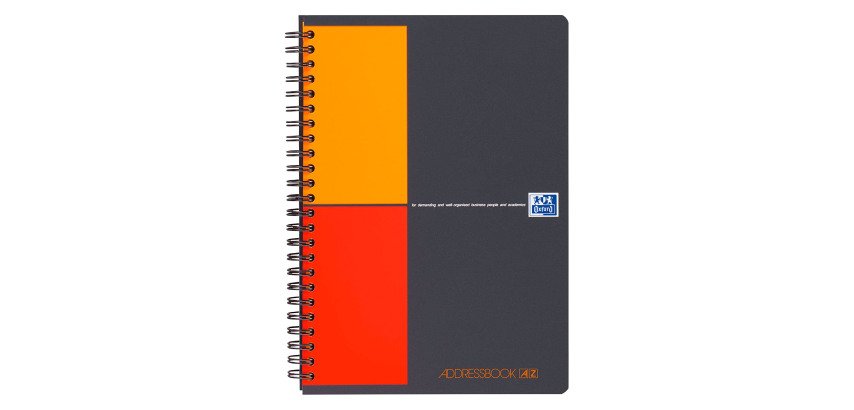Répertoire spirale Oxford Adress Book 17 x 22 cm préimprimé 144 pages