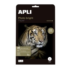 Papel Fotográfico Apli Bright Brillante A4 240g Paquete de 20 hojas