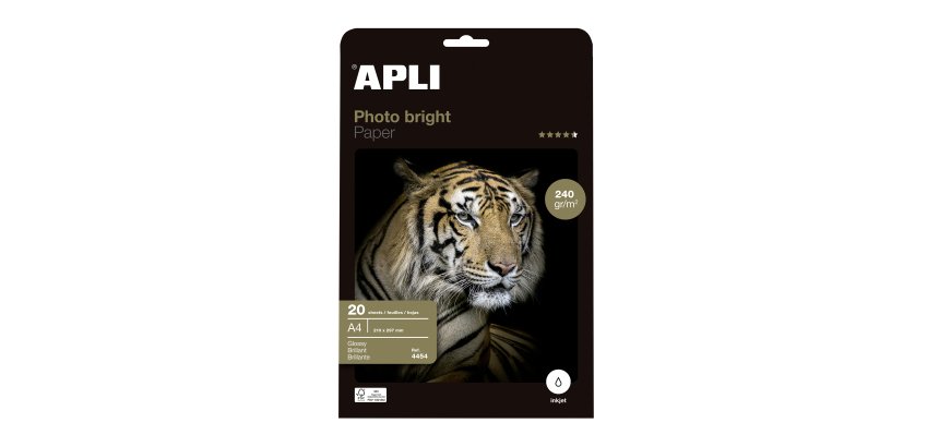 Papel Fotográfico Apli Bright Brillante A4 240g Paquete de 20 hojas
