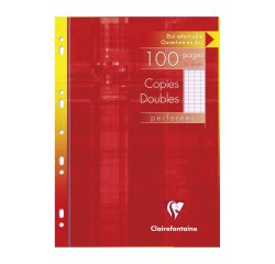Copies doubles 100 pages séyès 90g format A4 21 x 29,7 cm Metric Clairefontaine - perforées