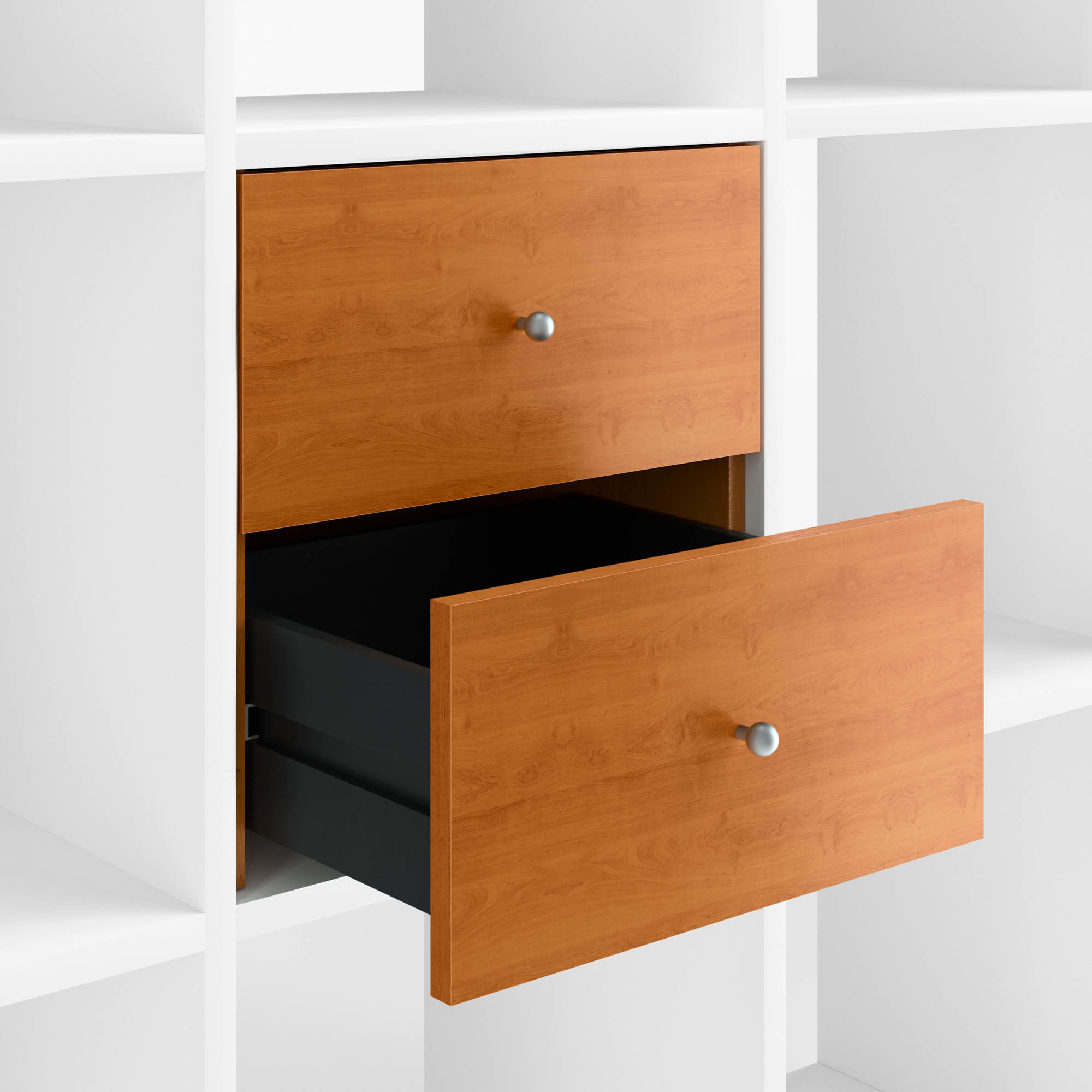 Lot De 2 Tiroirs Télescopiques Extensibles 32-52 Cm - Pour Armoire De Cuisine - Blanc - Système Rails
