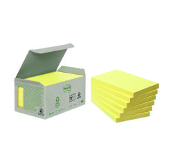 Notas reposicionables amarillas recicladas Post-It en torre distribuidora - bloc de 100 hojas