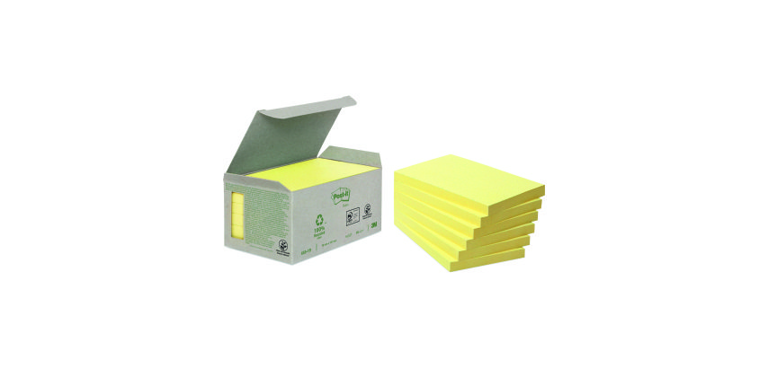 Post-It Recycling-Haftnotizen Gelb - in Spender-Turm - Block mit 100 Blatt