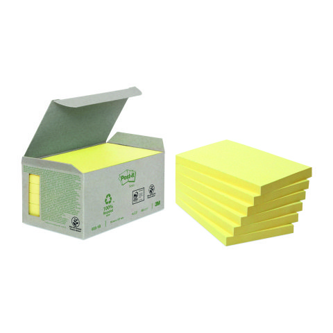 Notas adhesivas amarillas recicladas Post-It 76 x 127 mm Bloc de 100 hojas