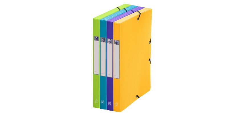 Chemise box Oxford Memphis plastique 24x32 cm dos 2,5 cm - couleurs mode assorties
