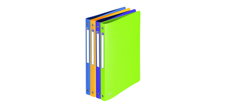 Classeur 4 anneaux plastifié Oxford Memphis A4 - Dos 2 cm couleurs pastel assorties