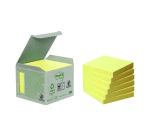 Notes repositionnables jaunes recyclées Post-It 76 x 76 mm - en tour distributrice - bloc de 100 feuilles
