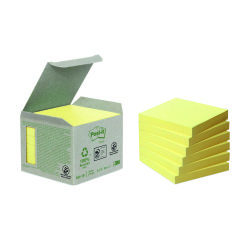 Gerecycleerde gele herpositioneerbare notes Post-it in verdeeldoos - 1 blok van 100 vellen