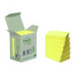 Notes repositionnables jaunes recyclées Post-It 38 x 51 mm - en tour distributrice - bloc de 100 feuilles