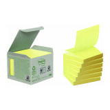 Block Post-it Z-notes, yellow, 76 x 76 mm, recycled paper