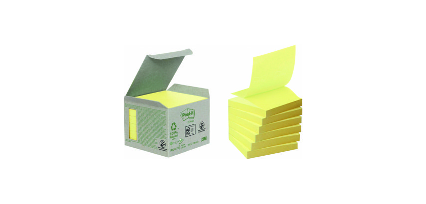 Z-notes repositionnables recyclés jaunes Post-it 76 x 76 mm - bloc de 100 feuilles