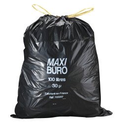 Sacs poubelle 100 litres liens coulissants Maxiburo - Carton de 200