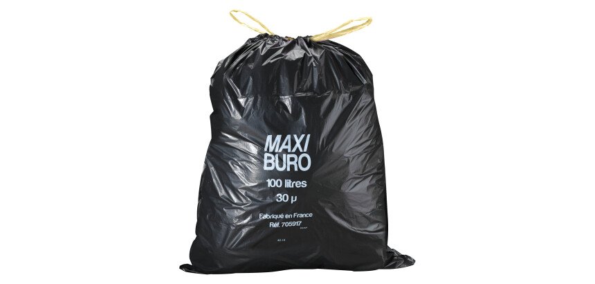 Sacs poubelle 100 litres liens coulissants Maxiburo - Carton de 200