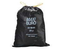 Sacs poubelle 30 litres liens coulissants Maxiburo - Carton de 200