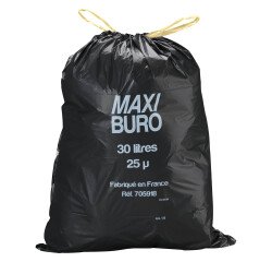 Sacs poubelle 30 litres liens coulissants Maxiburo - Carton de 200