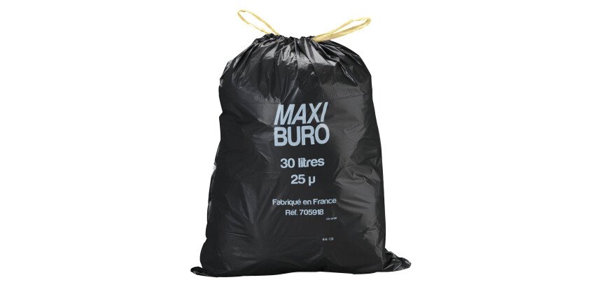 Sacs poubelle 30 litres liens coulissants Maxiburo - Carton de 200